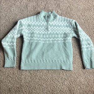 Tahari Light Green and White Patterned Women's Sweater
